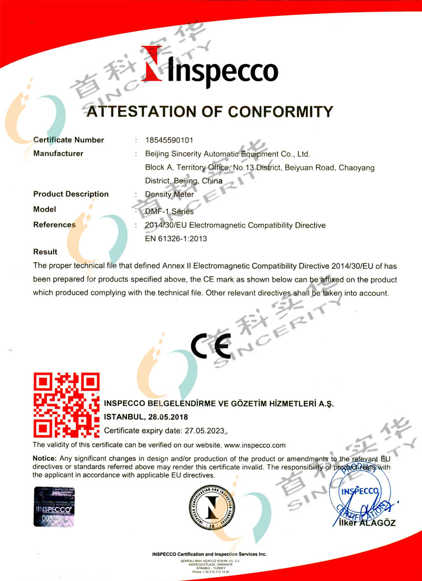Density meter CE certificate